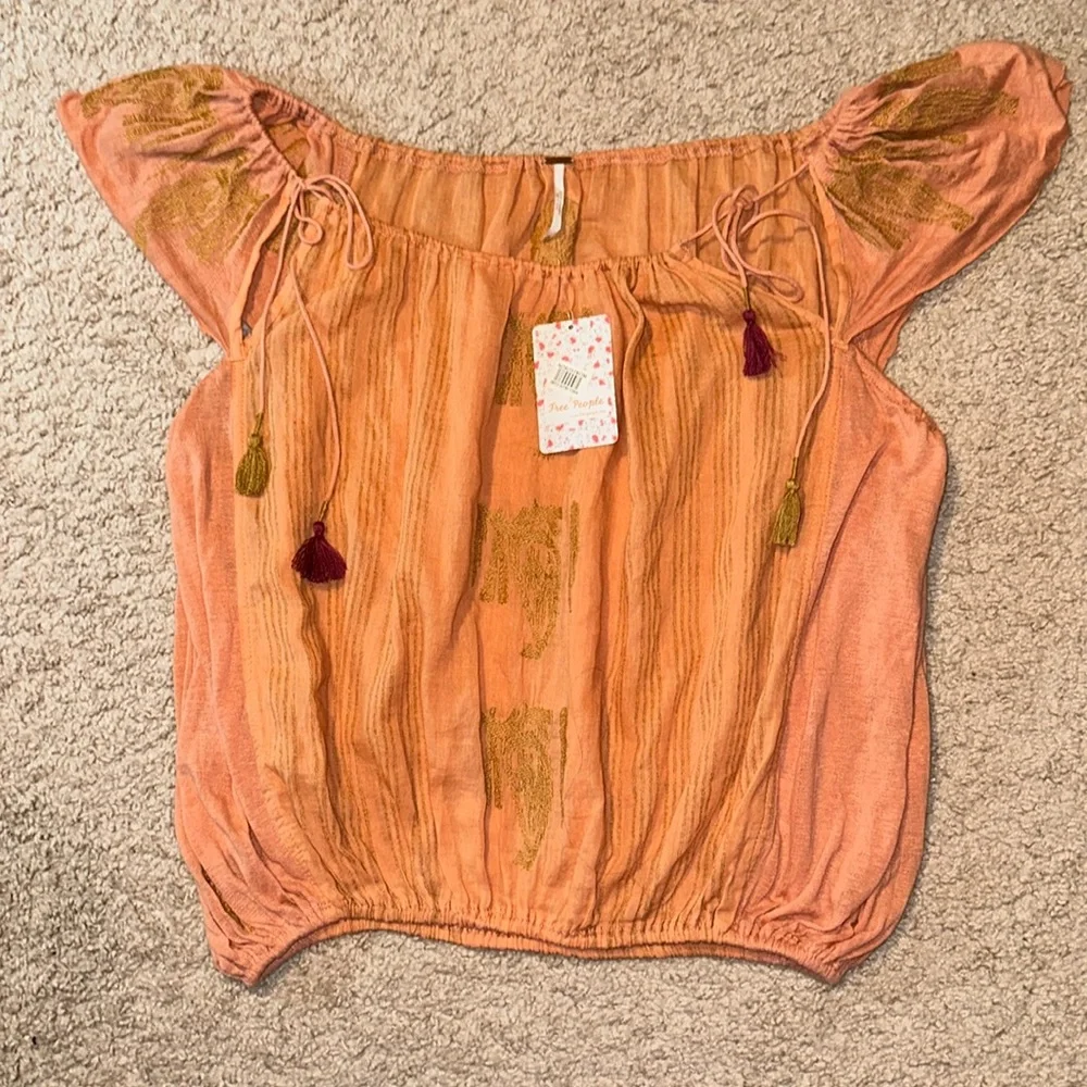 NWT Free People Bohemian Coral Blouse - Picture 1 of 1